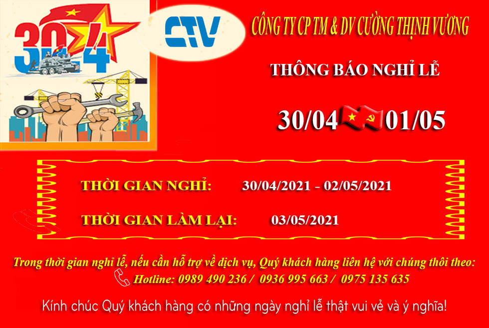 THÔNG BÁO LỊCH NGHỈ LỄ GIẢI PHÓNG MIỀN NAM 30/04 VÀ QUỐC TẾ LAO ĐỘNG 01/05